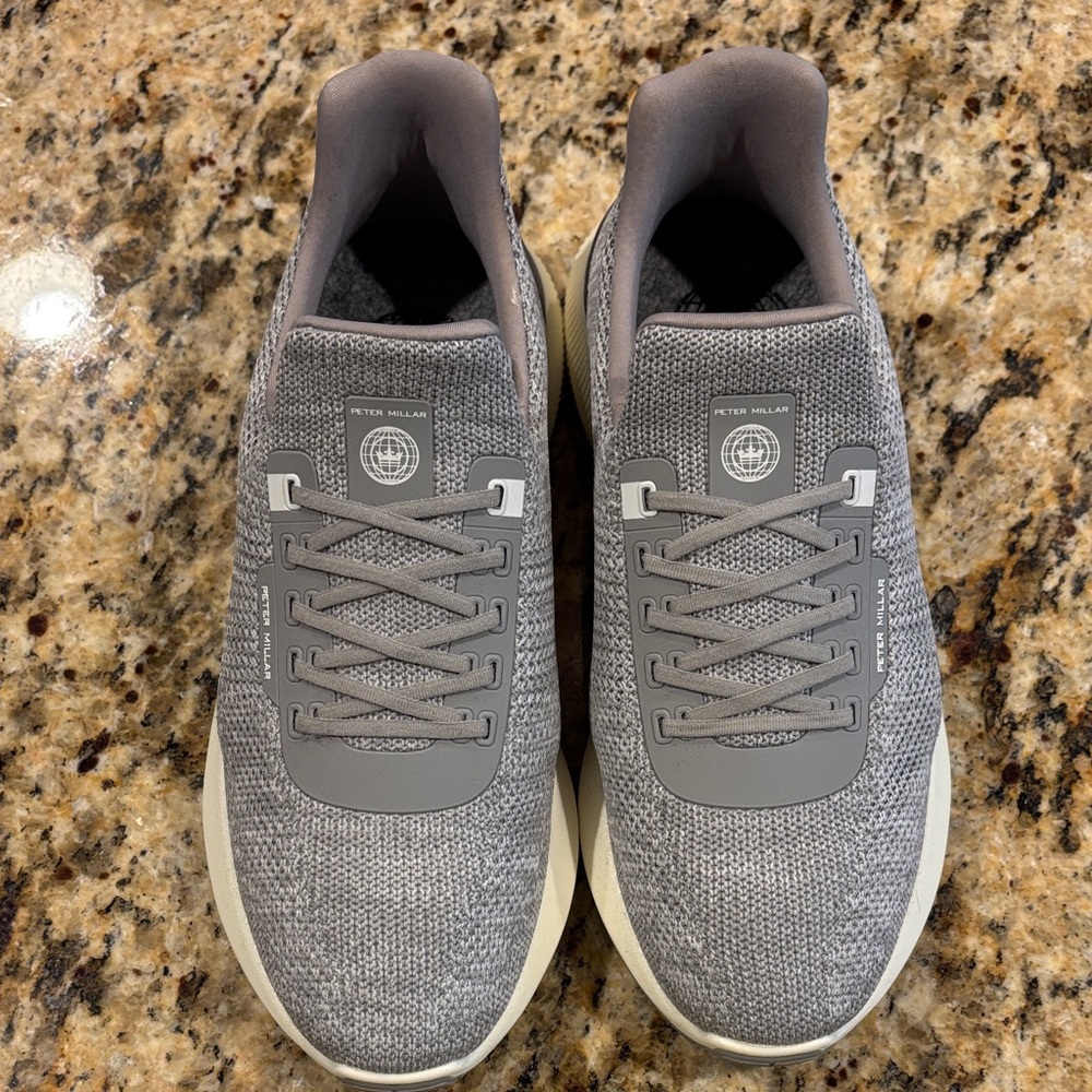 Peter Millar Gray Knit Slip-On Sneakers